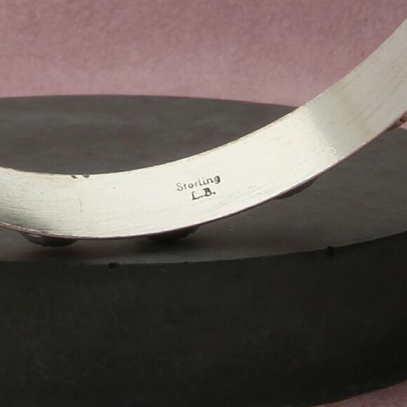 navajo sterling silver lenora begay multi stone bangle bracelet size 8in - Picture 3 of 3